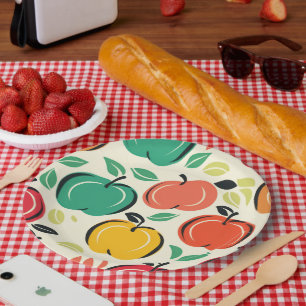Retro Apple Orchard Harvest Picnic Paper Plates