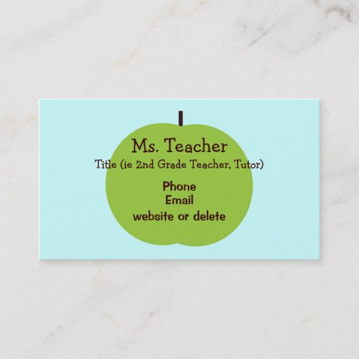 Customizable Retro Apple Teacher Business Card