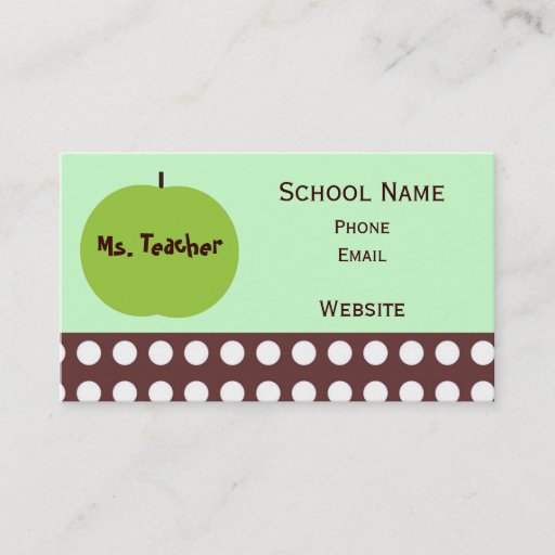 Customizable Retro Apple Teacher Business Cards