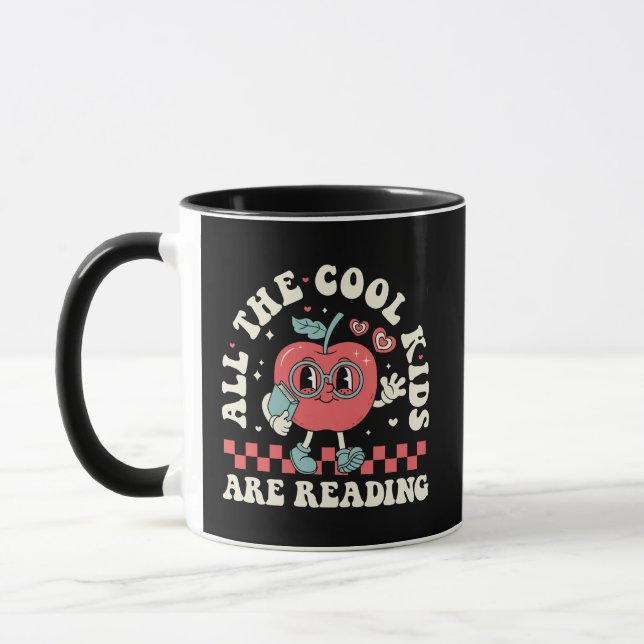 Retro Apple Teacher Mug All The Cool Kids Read (Left)