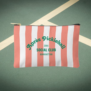 Retro Après Pickle Ball Social Club Pink Stripe Accessory Pouch