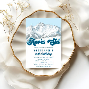 Retro Apres Ski Winter Mountain Birthday Party Invitation