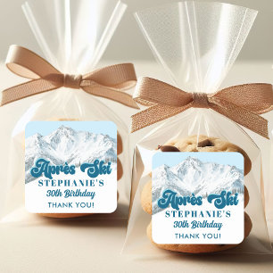 Retro Apres Ski Winter Mountain Birthday Party Square Sticker