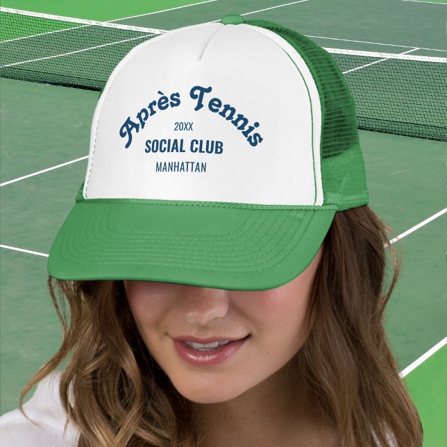 Retro Après Tennis Social Club Custom Green  Trucker Hat (Creator Uploaded)