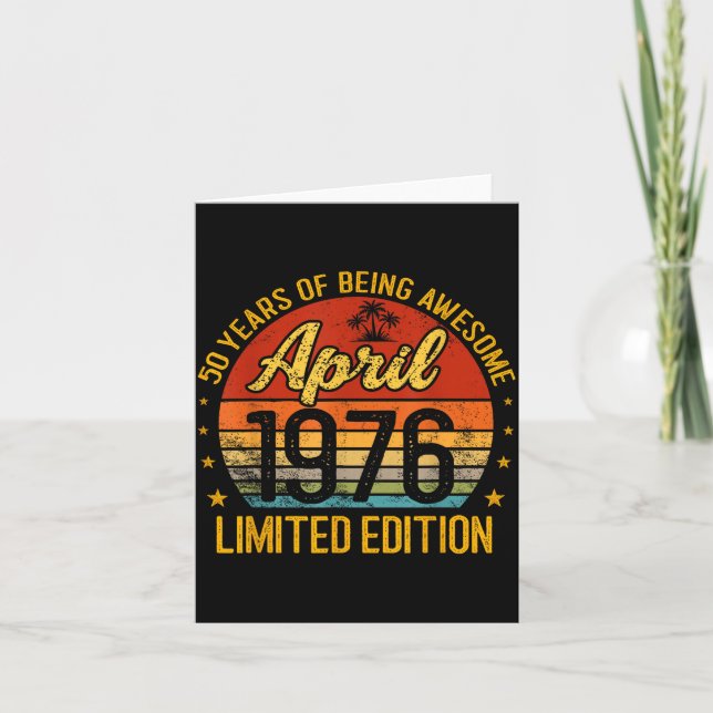 Retro April 1976 Limited Edition 50-Year-Old 50th Card (Front)