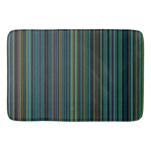 Retro aqua blue brown green stripe bath mat