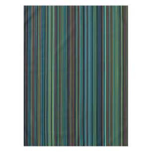 Retro aqua blue brown green stripe table cloth