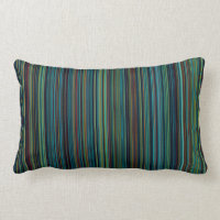 Retro aqua blue brown green stripe throw pillow