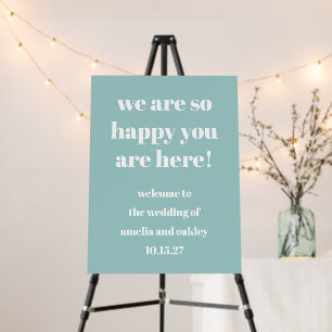 Retro Aqua Blue Retro Custom Wedding Welcome Sign