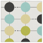 Retro Aqua Blue Yellow Green Black Circles MCM Fabric
