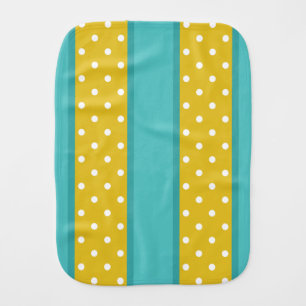 Retro Aqua Blue Yellow Polka Dot Stripes Pattern Baby Burp Cloth