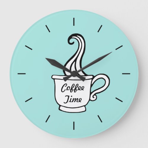 Retro Aqua Diner Coffee Kitchen Wall Clock