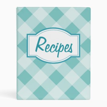 Retro Aqua Gingham Kitchen Recipe Binder Gift by suncookiez at Zazzle