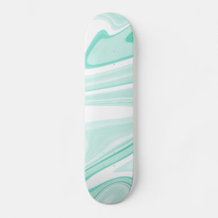 Retro Aqua Green Swirl Liquid Painting Aesthetic Skateboard