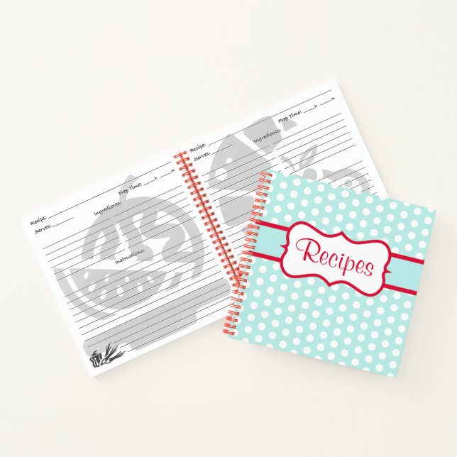 Retro Aqua Kitchen Recipe Notebook Gift (Inside)