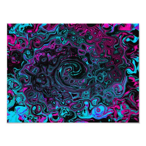 Retro Aqua Magenta and Black Abstract Swirl Photo Print