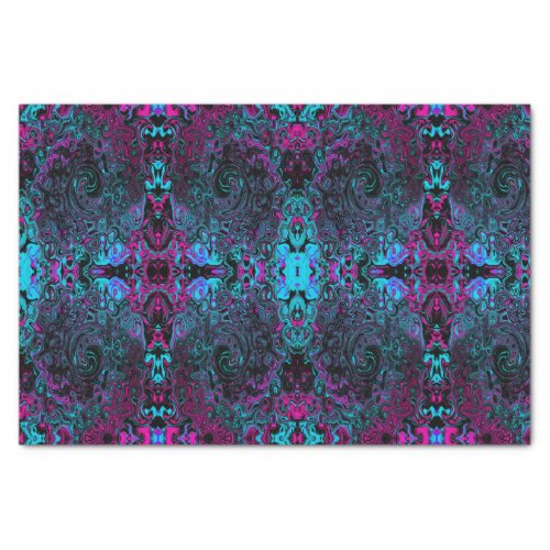 Retro Aqua Magenta and Black Abstract Swirl Tissue Paper