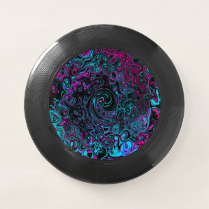 Retro Aqua Magenta and Black Abstract Swirl Wham-O Frisbee