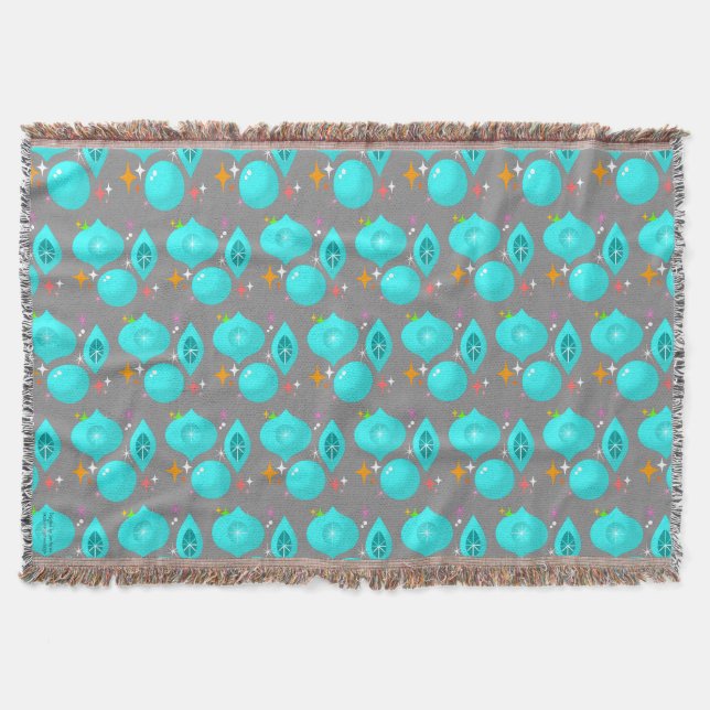 Retro Aqua Ornaments Throw Blanket (Front)