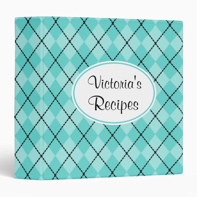 Retro Aqua Recipe Binder (Front/Spine)
