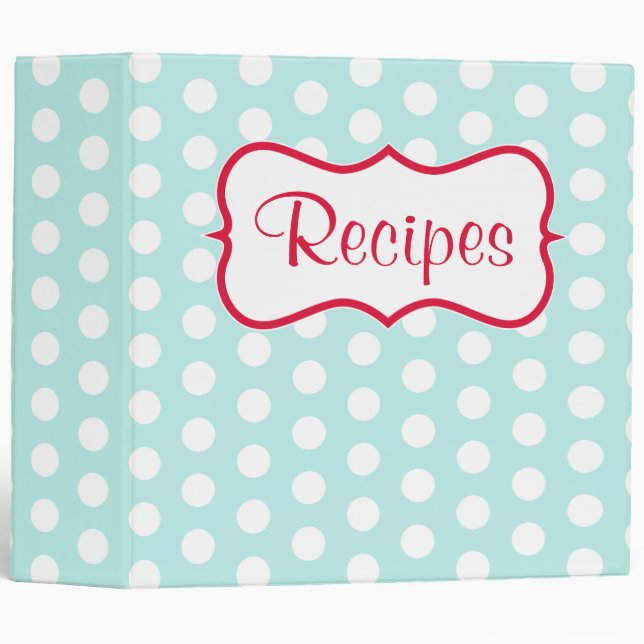 Retro Aqua Recipe Kitchen Binder Gift (Front/Spine)