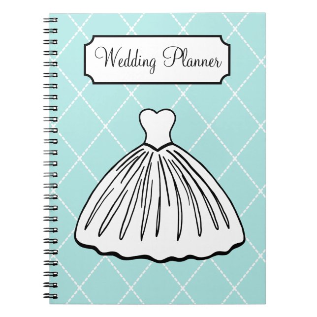 Retro Aqua Wedding Planner Notebook (Front)