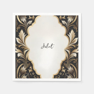Retro Arabic Exotic Bold Damask Bridal Shower Napkins