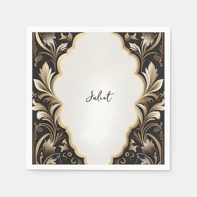 Retro Arabic Exotic Bold Damask Bridal Shower Napkins (Front)