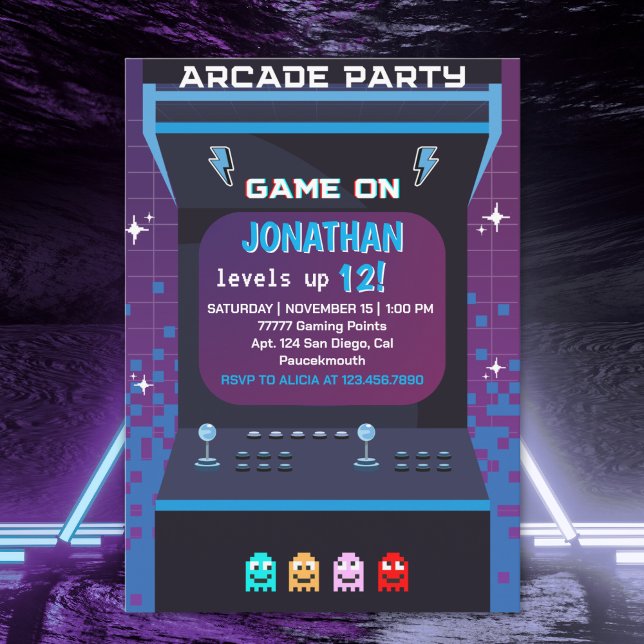 Retro Arcade Birthday Boy | Game On Party Invitation (Creator Uploaded)