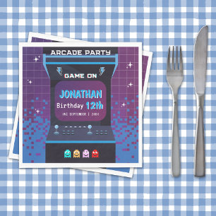 Retro Arcade Birthday Party   Game On Design Napkins