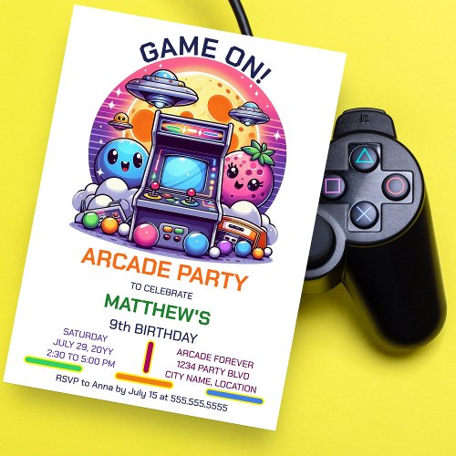 Retro Arcade Birthday Party Invitation