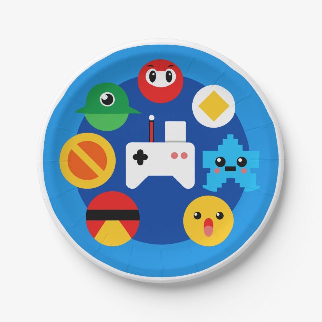 Retro Arcade Fun Paper Plates (Front)