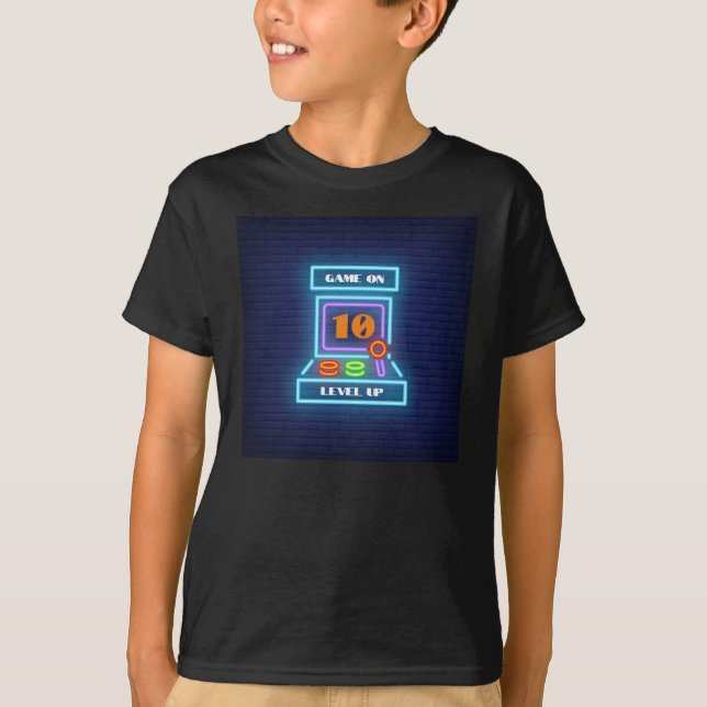 Retro Arcade Game Birthday Party T-Shirt (Front)
