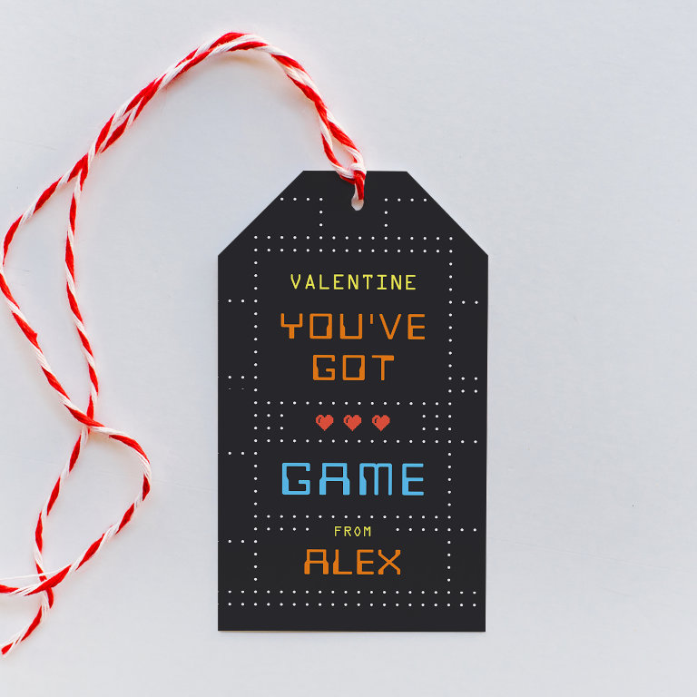 Retro Arcade Game Classroom Valentine&#39;s                    Day Gift Tags