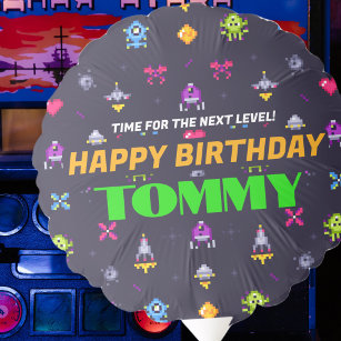 Retro Arcade Game Pattern Birthday Party Balloon