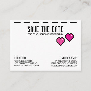 retro arcade GAMER WEDDING save the date PINK LOVE Enclosure Card