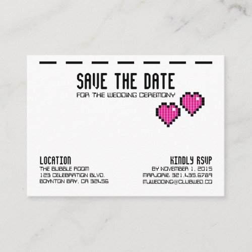 retro arcade GAMER WEDDING save the date PINK LOVE Enclosure Card