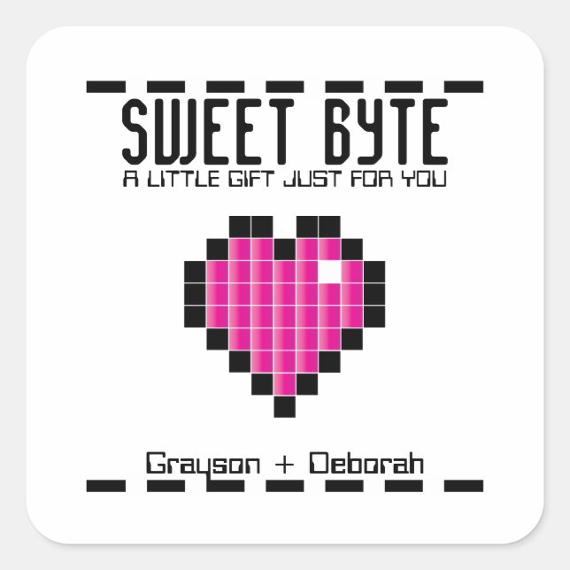 retro arcade GAMER WEDDING shower PINK favor Square Sticker (Front)