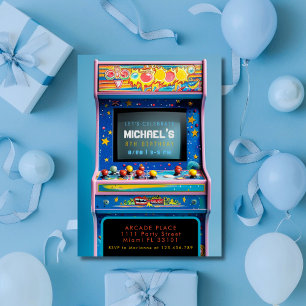 Retro Arcade Gaming Birthday Party Invitation
