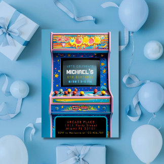Retro Arcade Gaming Birthday Party Invitation
