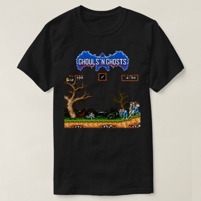 RETRO ARCADE Ghouls n Ghosts PIXEL ART T-Shirt (Design Front)