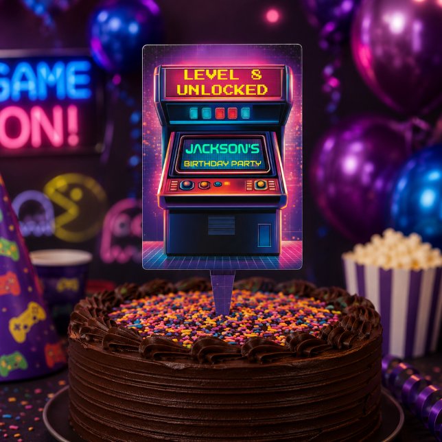 Retro Arcade Level Up Birthday Cake Topper (Creator Uploaded)