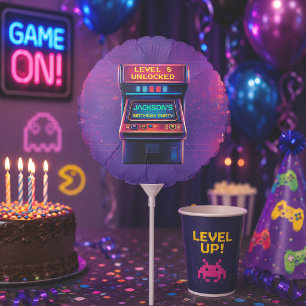 Retro Arcade Level Up Birthday Party Balloon