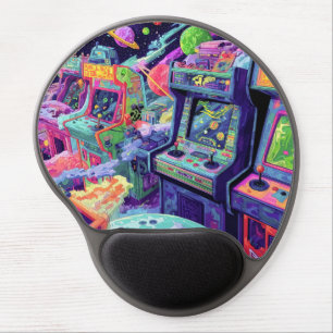 Retro Arcade Machines in Space Gel Mouse Pad