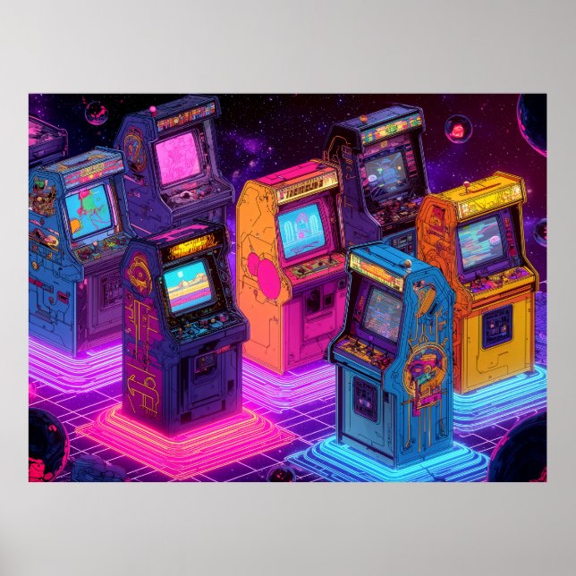 Retro Arcade Machines Poster (Front)