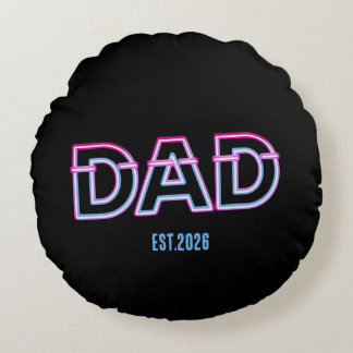 Retro Arcade Neon DAD Custom Year Father's Day Gif Round Pillow