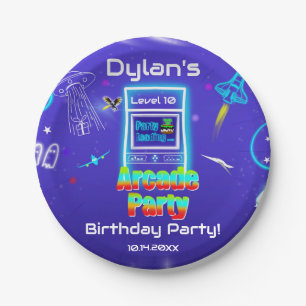 Retro Arcade Power Up Gaming Birthday Party Paper Plates