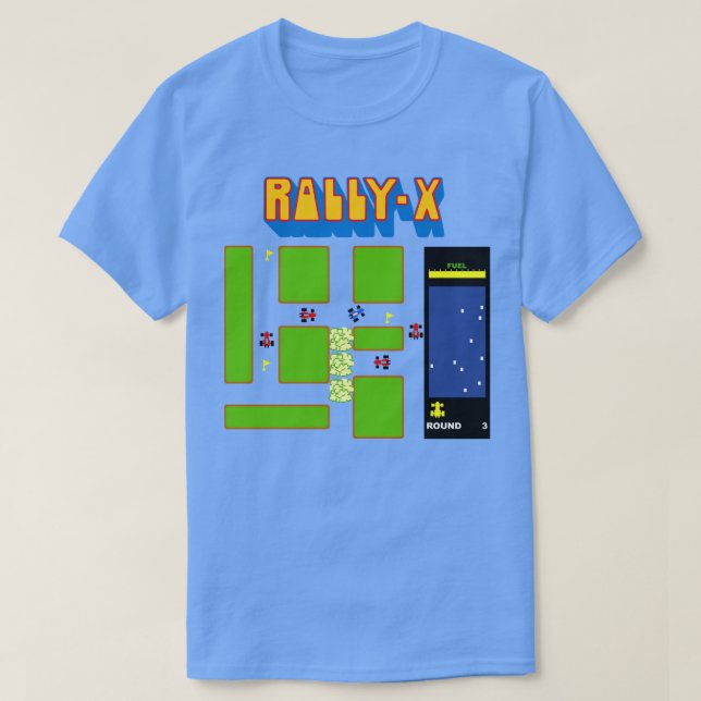 RETRO ARCADE RALLY X VECTOR ILLUSTRATION T-Shirt (Design Front)