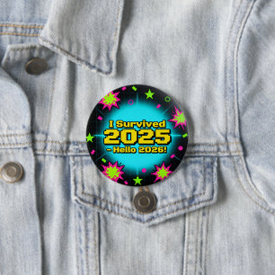 Retro Arcade Style "I Survived 2025 - Hello 2026!" Button
