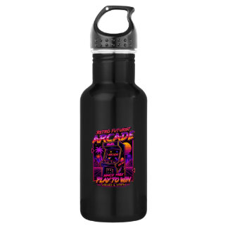 Retro Arcade Synthwave Neon Sticker Stainless Steel Water Bottle